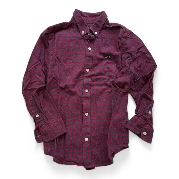 Vineyard Vines Other - Vineyard Vines Boys Button-Down Shirt Red Navy Check Long Sleeve Size 7